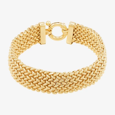 Made in Italy Womens 14K Gold Over Silver Semisolid Heart 7.5 Inch Link Bracelet