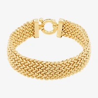 Made in Italy Womens 14K Gold Over Silver Semisolid Heart 7.5 Inch Link Bracelet