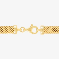 Made in Italy Womens 14K Gold Over Silver Hollow Heart 7.5 Inch Link Bracelet