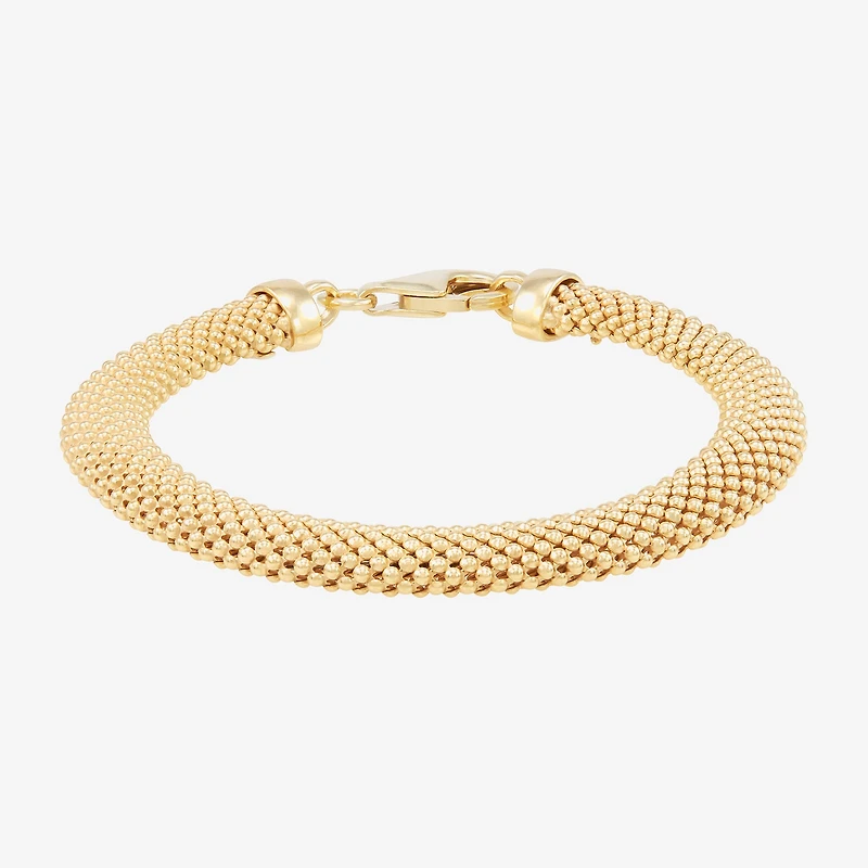 Made in Italy Womens 14K Gold Over Silver Hollow Heart 7.5 Inch Link Bracelet