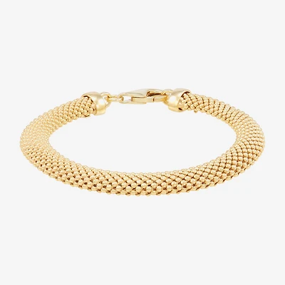 Made in Italy Womens 14K Gold Over Silver Hollow Heart 7.5 Inch Link Bracelet