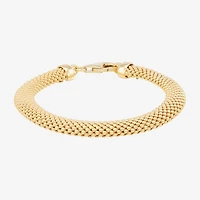 Made in Italy Womens 14K Gold Over Silver Hollow Heart 7.5 Inch Link Bracelet