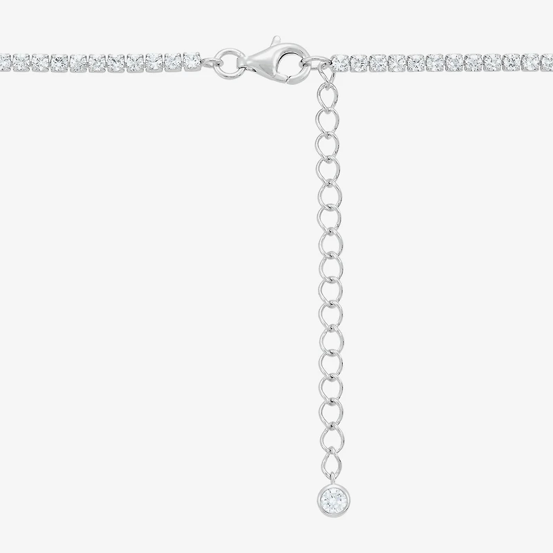 Diamonart Womens White Cubic Zirconia Sterling Silver Inch Tennis Necklace