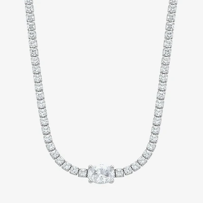 Diamonart Womens White Cubic Zirconia Sterling Silver Inch Tennis Necklace