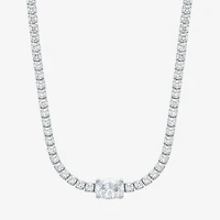 Diamonart Womens White Cubic Zirconia Sterling Silver Inch Tennis Necklace