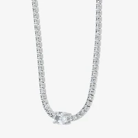 Diamonart Womens White Cubic Zirconia Sterling Silver Inch Tennis Necklace