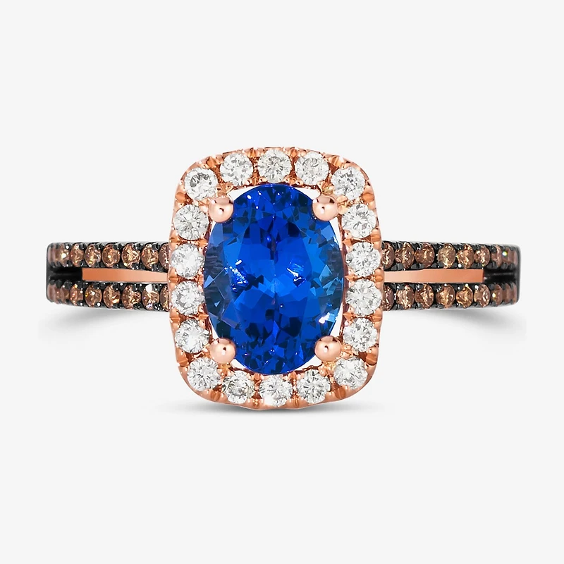 Le Vian® Grand Sample Sale™ Ring featuring 1 CT. Blueberry Tanzanite® 1/ CT. Chocolate Diamonds® 1/ CT. Nude Diamonds™ set in 14K Strawberry Gold