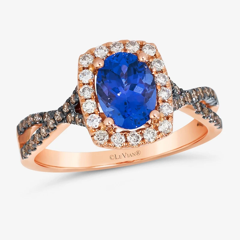 Le Vian® Grand Sample Sale™ Ring featuring 1 CT. Blueberry Tanzanite® 1/5 CT. Nude Diamonds™ 1/5 CT. Chocolate Diamonds® set in 14K Strawberry Gold