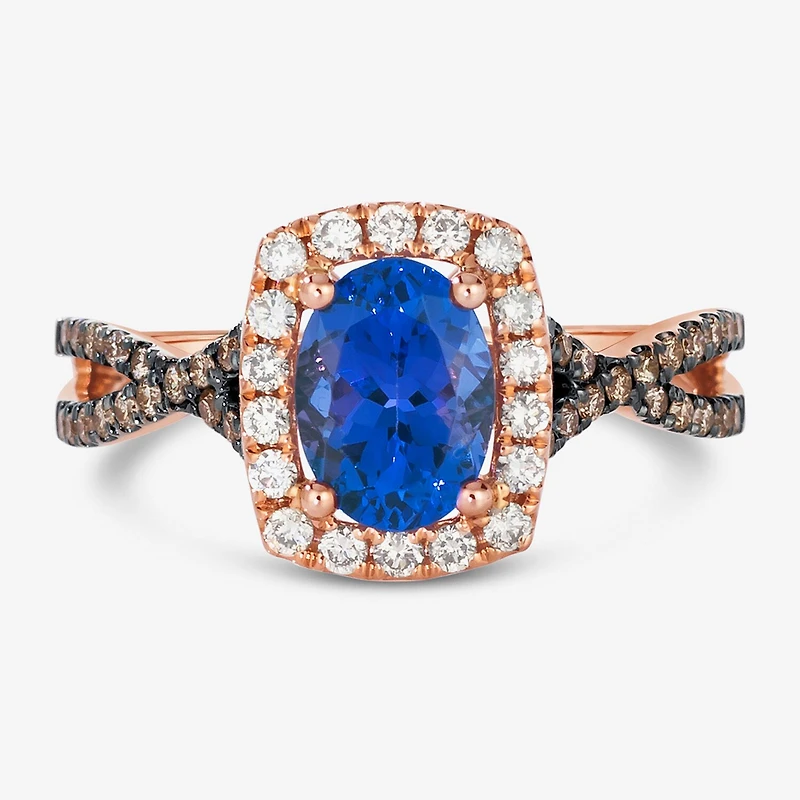 Le Vian® Grand Sample Sale™ Ring featuring 1 CT. Blueberry Tanzanite® 1/5 CT. Nude Diamonds™ 1/5 CT. Chocolate Diamonds® set in 14K Strawberry Gold