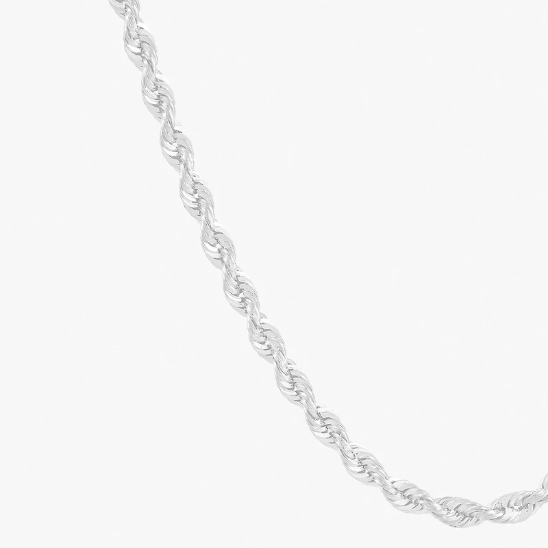 14K White Gold 18 - 30 Inch Semisolid Rope Chain Necklace