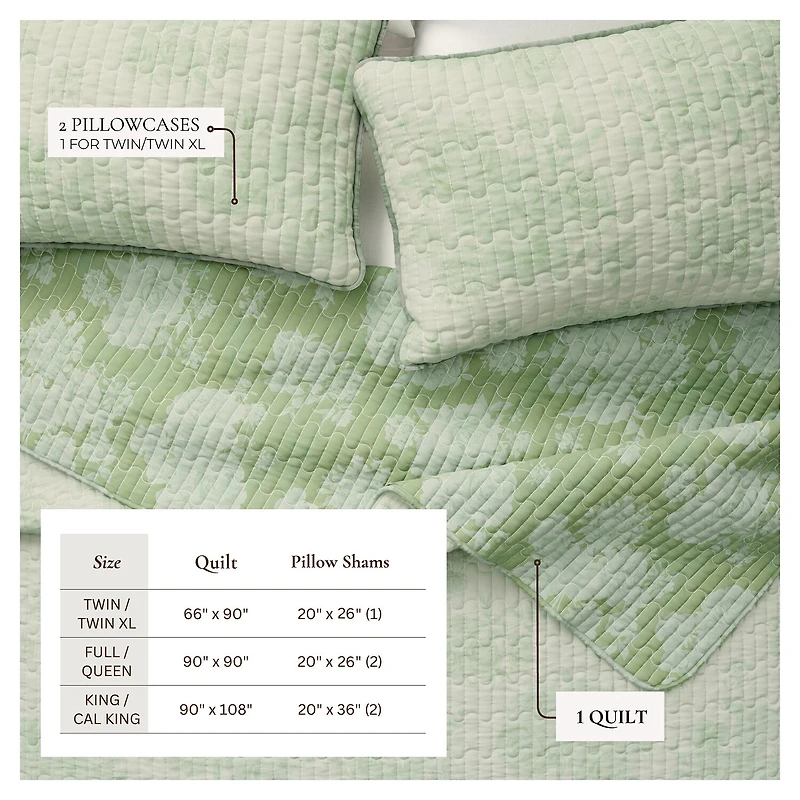 Linery Boho Floral With Scalloped Detail Cotton Reversible Quilt Set