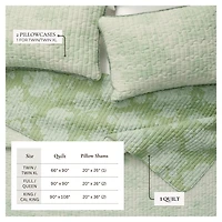 Linery Boho Floral With Scalloped Detail Cotton Reversible Quilt Set