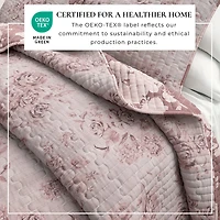 Linery Boho Floral With Scalloped Detail Cotton Reversible Quilt Set