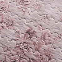 Linery Boho Floral With Scalloped Detail Cotton Reversible Quilt Set