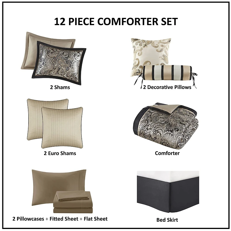 Madison Park Whitman 12-pc. Complete Bedding Set with Sheets