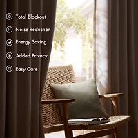 Madison Park Karien Sound Blocking Rod Pocket Back Tab 100% Blackout Set of 2 Curtain Panel