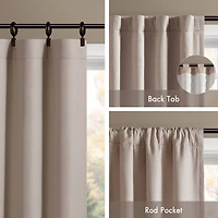 Madison Park Karien Sound Blocking Rod Pocket Back Tab 100% Blackout Set of 2 Curtain Panel
