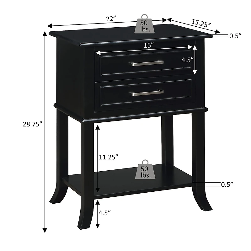 Convenience Concepts Sydney 2-Drawer End Table