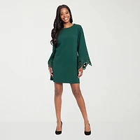 Clover And Sloane Womens Crew Neck Long Sleeve Shift Dress