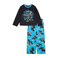 Big Kid Boys Monster Jam Crew Neck Long Sleeve 2-pc. Pajama Set