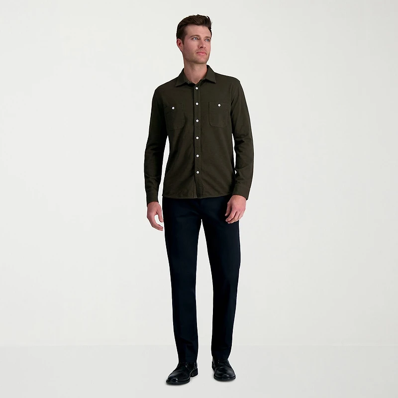 Haggar Wrinkle Free Performance Khaki Mens Straight Fit Flat Front Pant