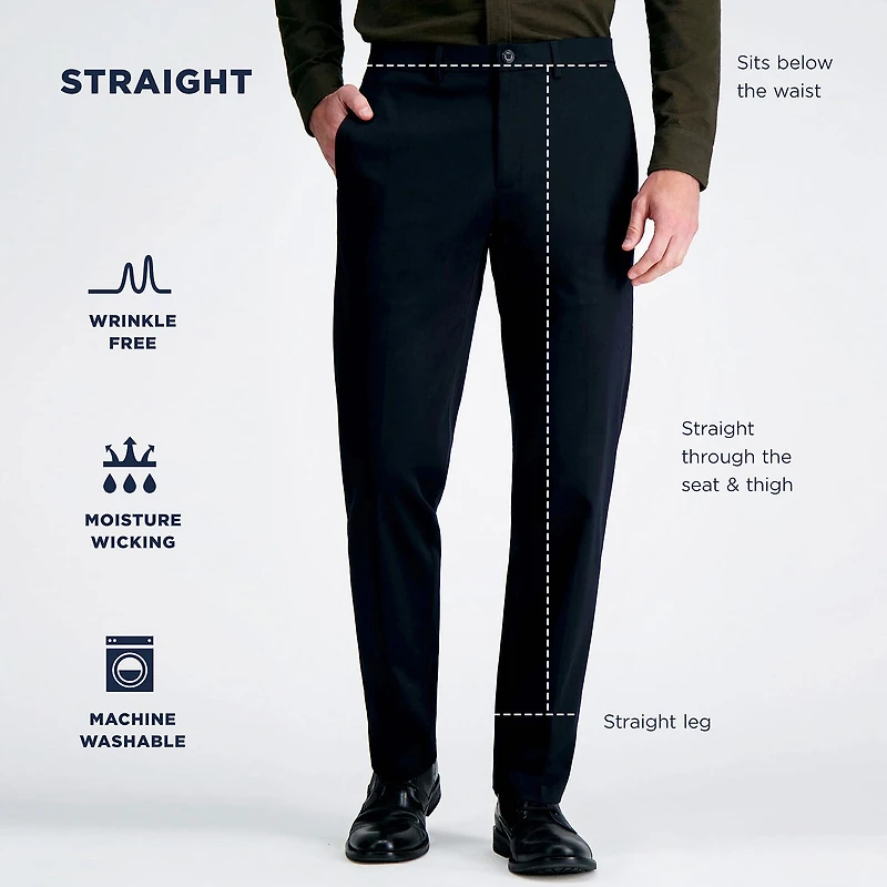 Haggar Wrinkle Free Performance Khaki Mens Straight Fit Flat Front Pant