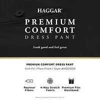 Haggar Premium Comfort Melange Broken Twill Mens Slim Fit Dress Flat Front Pant
