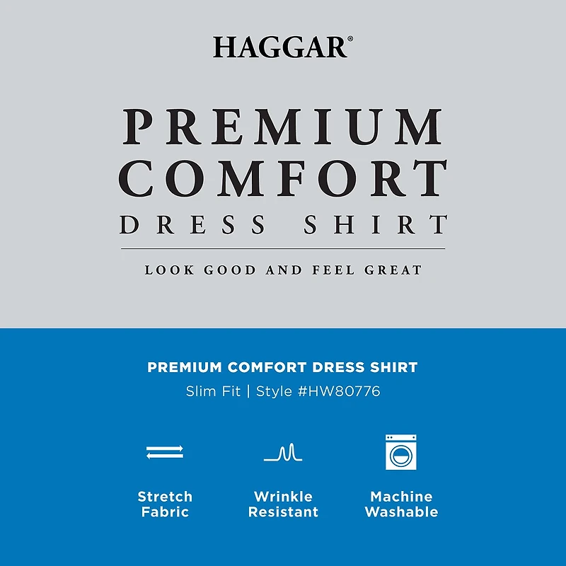 Haggar Premium Comfort Mens Slim Fit Long Sleeve Dress Shirt