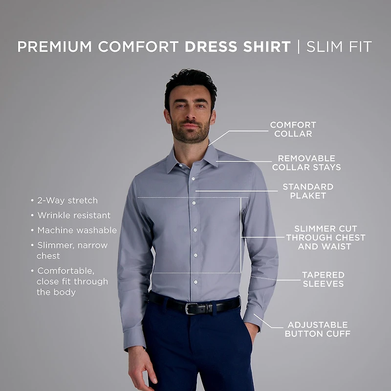 Haggar Premium Comfort Mens Slim Fit Long Sleeve Dress Shirt