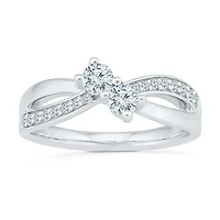 Womens 1/2 CT. T.W. Natural White Diamond 10K Gold Crossover Cocktail Ring