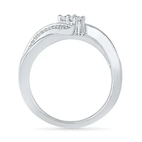 Womens 2MM 1/5 CT. Natural White Diamond 10K Gold Bypass  Band