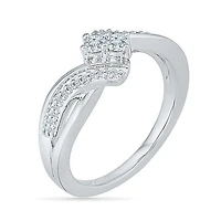 Womens 2MM 1/5 CT. Natural White Diamond 10K Gold Bypass  Band