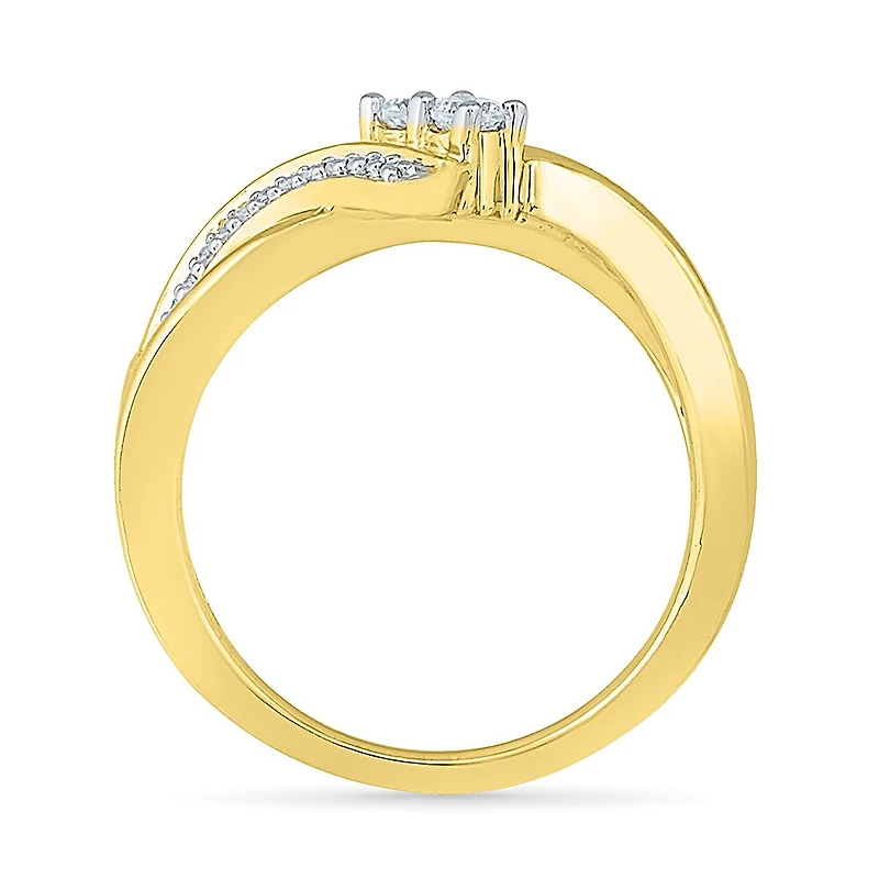 Womens 1/5 CT. Natural White Diamond 10K Gold Cocktail Ring