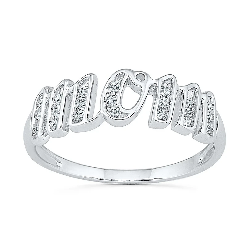 Mom" Womens 2MM 1/ CT. T.W. Natural White Diamond 10K Gold Band