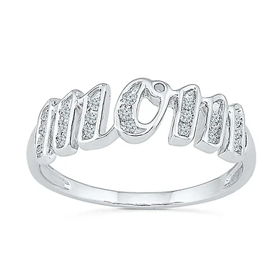 Mom" Womens 2MM 1/ CT. T.W. Natural White Diamond 10K Gold Band