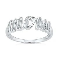 Mom" Womens 2MM 1/ CT. T.W. Natural White Diamond 10K Gold Band