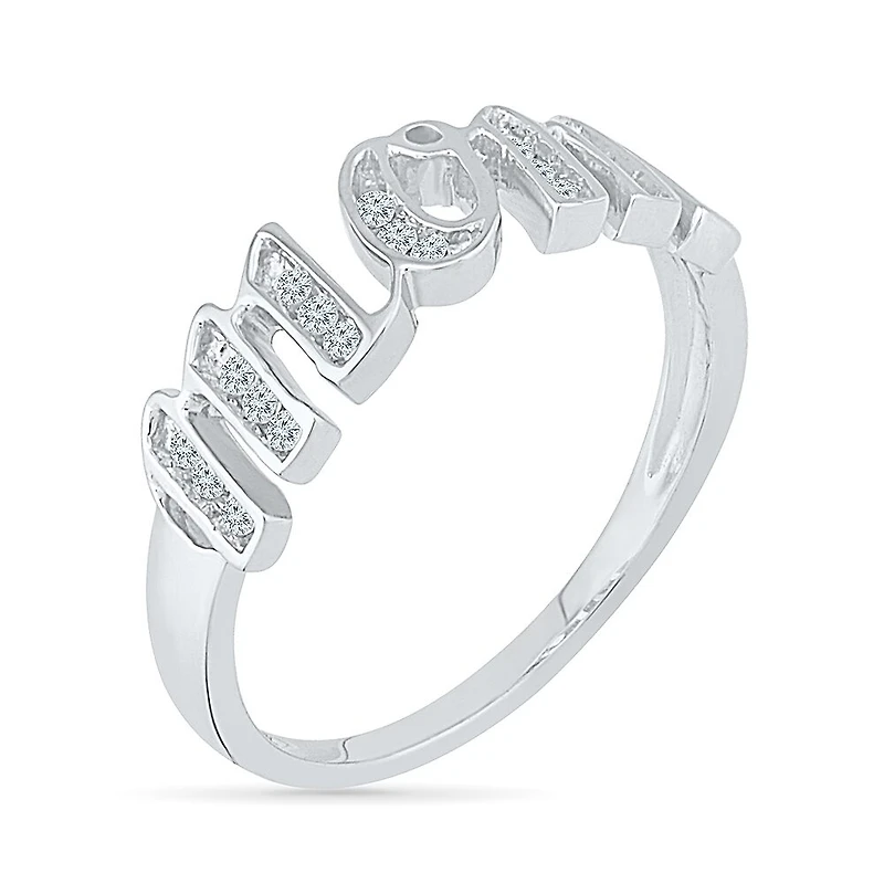 Mom" Womens 2MM 1/ CT. T.W. Natural White Diamond 10K Gold Band