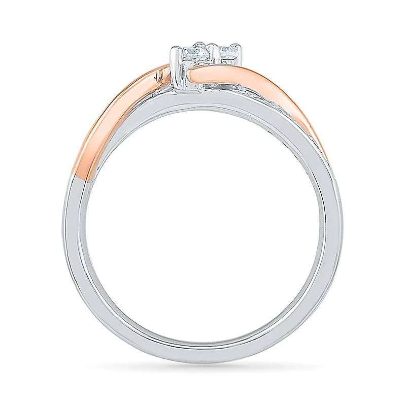 Womens 1/4 CT. T.W. Natural White Diamond 10K Gold Bypass Cocktail Ring