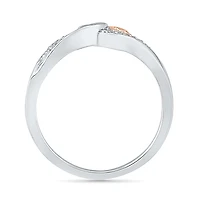 "Mom" Womens 2MM Diamond Accent Natural White 10K Gold Heart Band