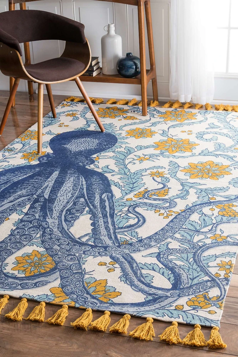nuLoom Thomas Paul Flatweave Cotton Octopus Rug