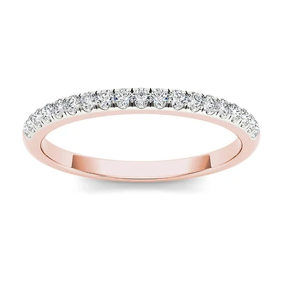 Womens 2MM 1/5 CT. Natural White Diamond 10K Gold Wedding Band