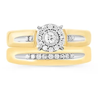 Womens / CT. T.W. Natural Diamond 10K Gold Round Side Stone Halo Bridal Set