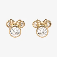 Cubic Zirconia 14K Gold 8.7mm Minnie Mouse Stud Earrings