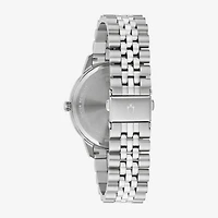 Bulova Classic Mens Diamond Accent Silver Tone Stainless Steel Bracelet Watch 96d151