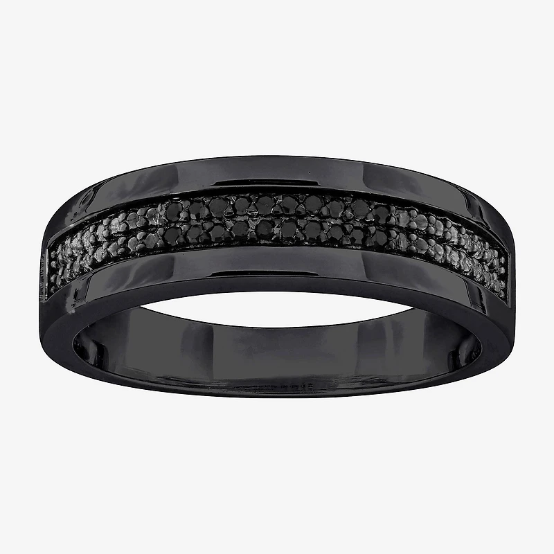 3.5MM 1/10 CT.T.W. Color-Enhanced Black Diamond Sterling Silver Wedding Band