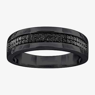 3.5MM 1/10 CT.T.W. Color-Enhanced Black Diamond Sterling Silver Wedding Band