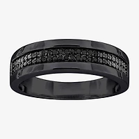 3.5MM 1/10 CT.T.W. Color-Enhanced Black Diamond Sterling Silver Wedding Band
