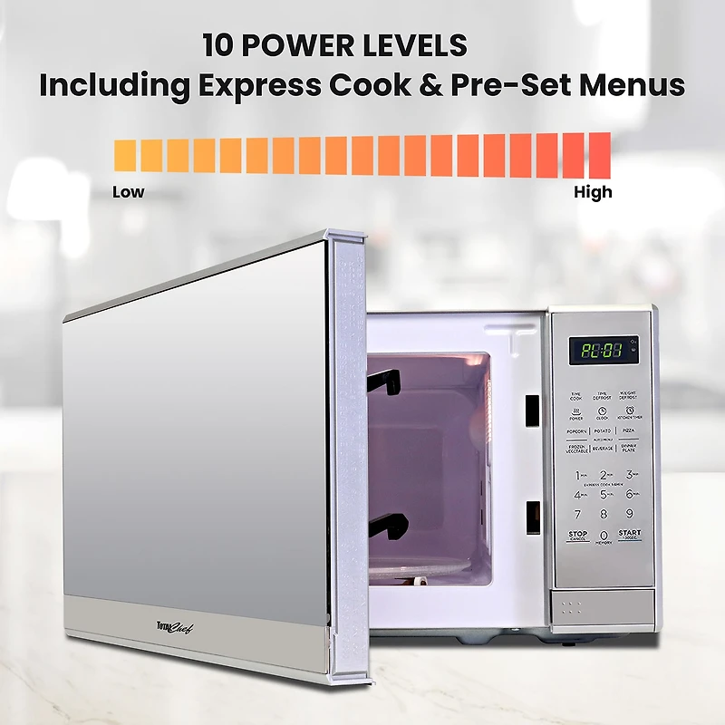 Total Chef Countertop Microwave Oven, 700W, 0.7 Cu Ft, Stainless Steel