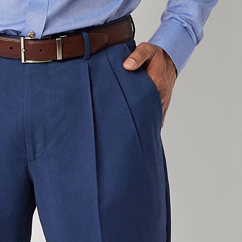 Stafford Coolmax All Season Ecomade Birdseye Signature Mens Stretch Fabric Classic Fit Pleated Front Suit Pant