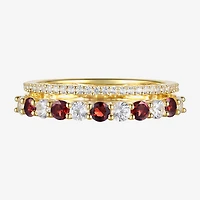 Womens Lab Created Gemstone 14K Gold Over Silver Stackable Rings